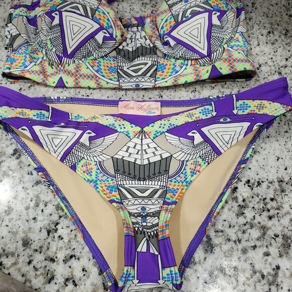 Mara Hoffman Aztec Phoenix‎ purple bikini size small - Picture 2 of 9